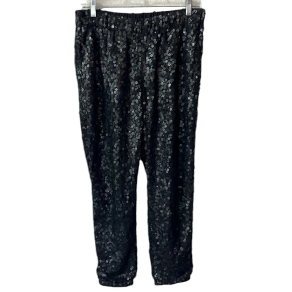 Joie Black Sequin Crop Ankle Pull On Pants Size S